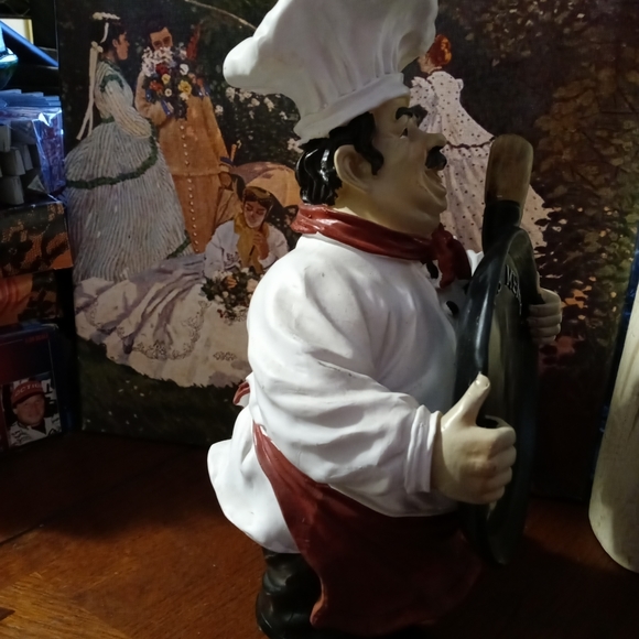 French/Italian Welcome home Chef Statue  🥖Chalkboard Sign,Nice Vintage Gift.🍜 - Picture 10 of 14